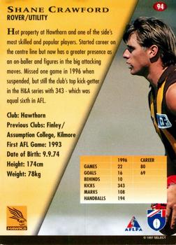 1997 Select AFL Ultimate Series #94 Shane Crawford Back